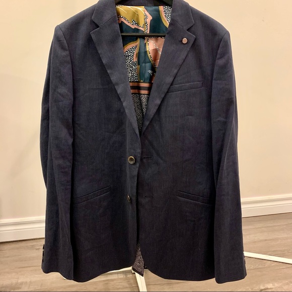 Ted Baker Jacket /Blazer. Size 3. M. Navy. Linen. Like NWOT. Never worn Bluechi - Picture 2 of 8